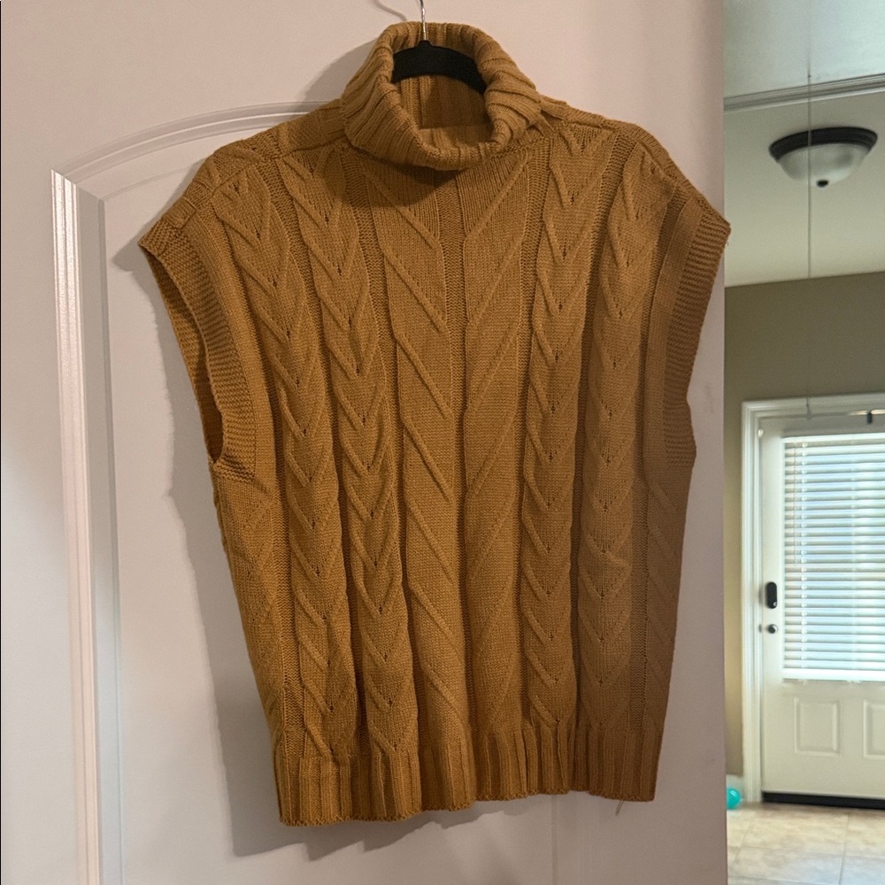 SHEIN Mustard Cable Knit Turtleneck Sweater